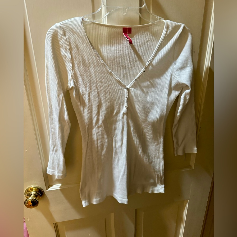 Charlotte Ladies White Ribbed Top